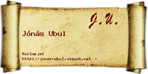 Jónás Ubul névjegykártya